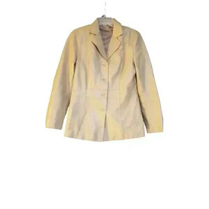 Caslon Soft Lamb Leather Jacket Womens Size S Blazer 4 Button Front Cross Stitch